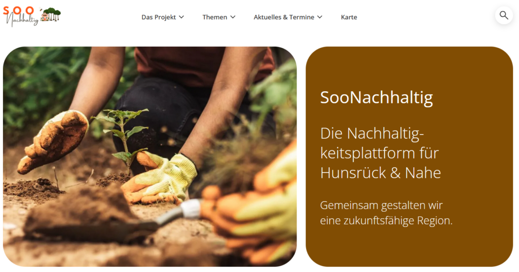 Screenshot Startseite SooNachhaltig